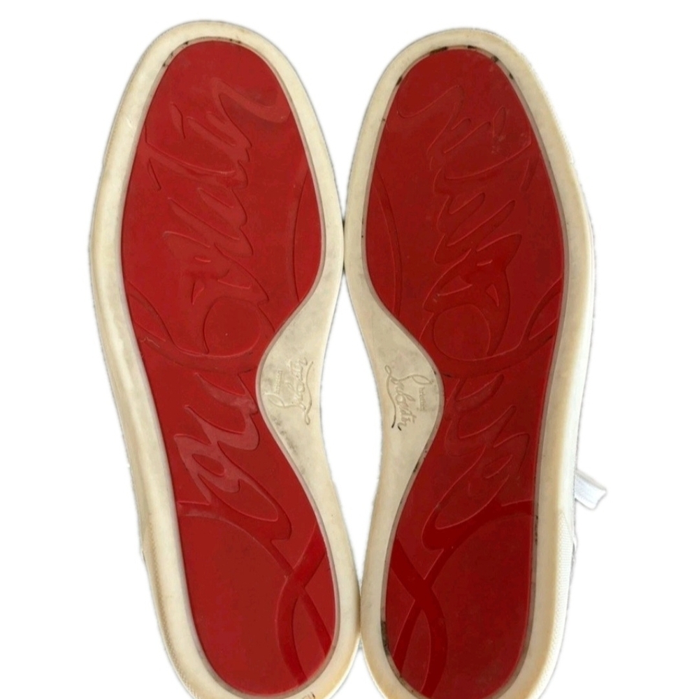 Christian Louboutin Silver Metallic ‘Orlato' Red Bottom High Tops EU 43 US 10 - Picture 4 of 10